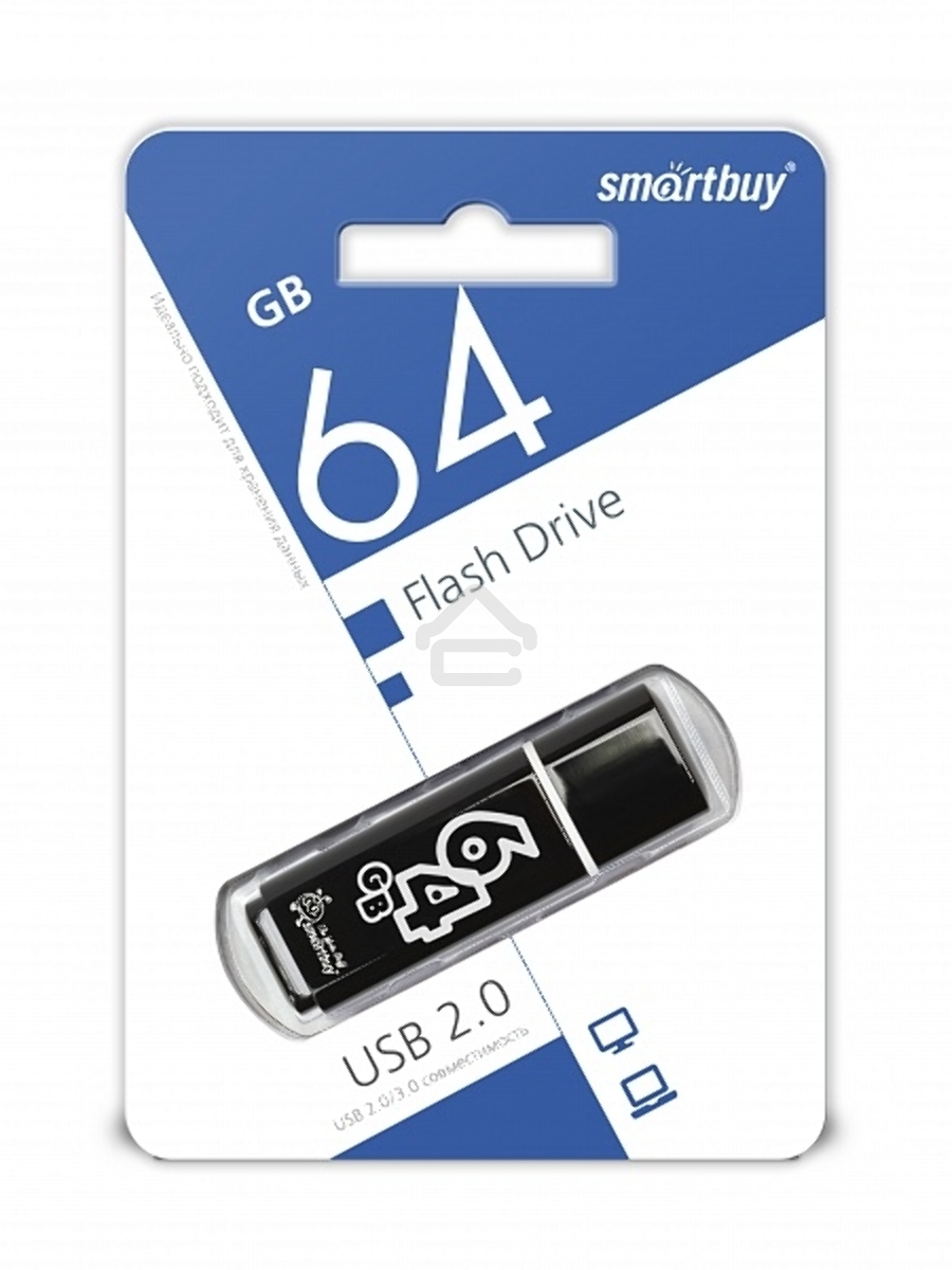 Флеш диск 64Gb USB Drive Smartbuy Glossy series Black (SB64GBGS-K)