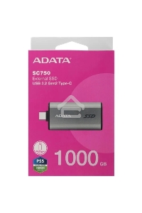 Твердотельный диск A-DATA External SC750 серый SC750-1000G-CCBK 1TB USB 3.2 Gen 2 Type-C, [R/W -1050/1000 MB/s]