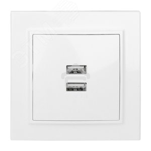 Розетка EKF ERR-2USB-100 Минск USB 2-местная СП 2,1А белая