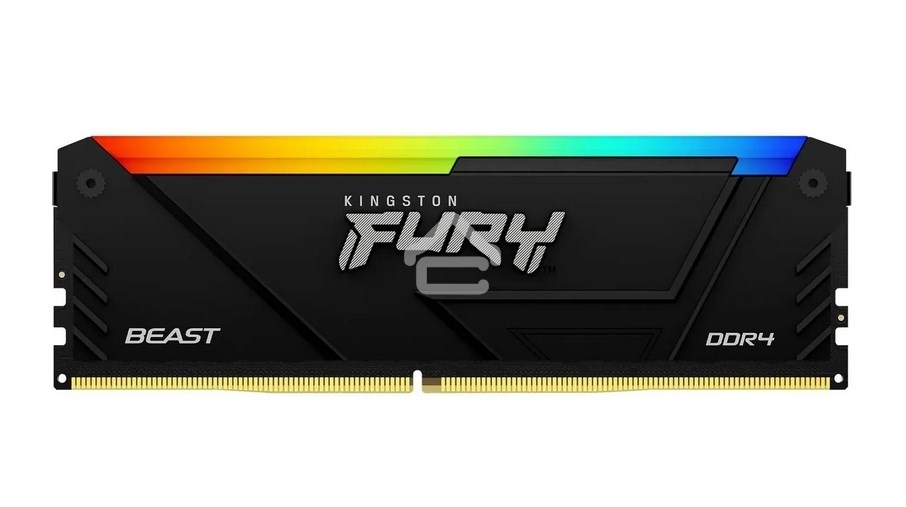 Оперативная память Kingston Fury Beast, DDR4, 16GB (1x16GB), 3600MHz, CL18, DIMM, с радиатором, RGB, черный