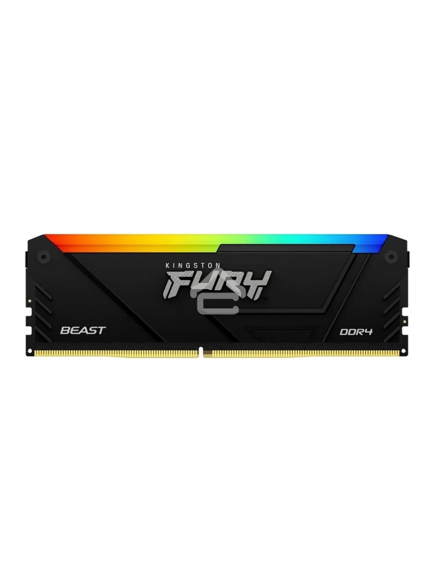 Оперативная память Kingston Fury Beast, DDR4, 16GB (1x16GB), 3600MHz, CL18, DIMM, с радиатором, RGB, черный