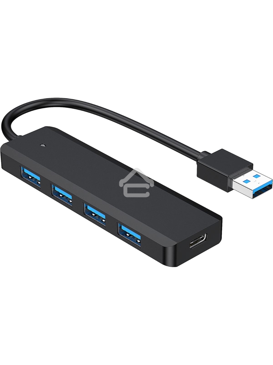 Концентратор USB 3.0 Gembird UHB-C414, 4 порта, кабель 19см, с доп питанием (Type-C)