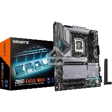 Материнская плата Gigabyte Z890 EAGLE WIFI7, LGA 1851, Intel Z890, 4xDDR5, 4xSATA, 4xM.2, 1xPCIe 5.0 x16, 2xPCIe 4.0 x4, 1xDP, 1xUSB Type-C, 1x2.5Gb LAN, 2xUSB-A 3.2 Gen 2, 3xUSB-A 3.2 Gen 1, 4xUSB 2.0, 3x3.5 мм, 7.1, ATX
