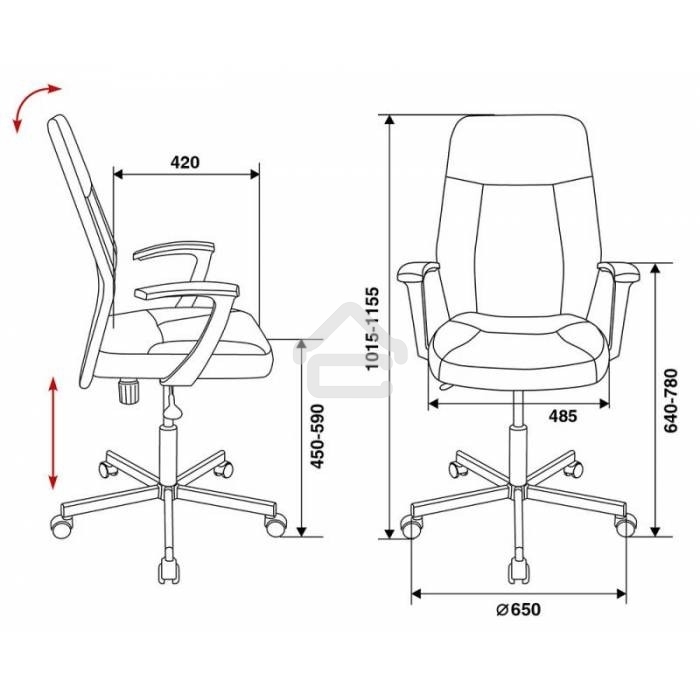 Кресло компьютерное Бюрократ CH-605/BLACK черный, искусственная кожа, крестовина металл