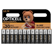 Элемент питания алкалиновый AA/LR6 (блист. 12шт) Professional Opticell 5052005