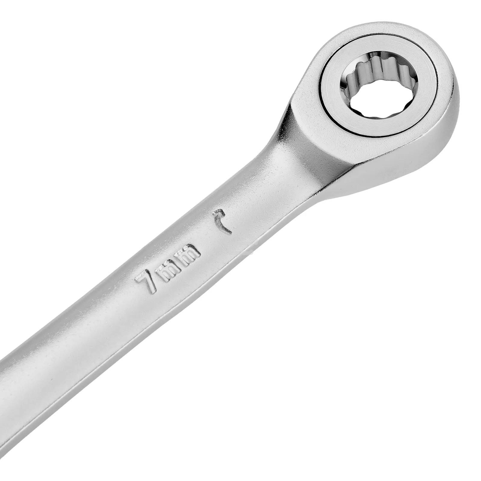 Ключ комбинированный трещоточный Denzel 7 мм, CrV, матовый хром 14701