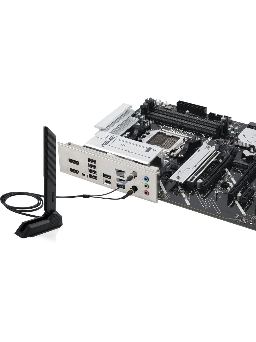 Материнская плата ASUS PRIME B840-PLUS WIFI, AM5, AMD B840, 4xDDR5, 4xSATA, 3xM.2, 1xPCIe 4.0 x16, 1xPCIe 3.0 x16, 2xPCIe 3.0 x16, 1xPCIe 3.0 x1, 1xDP, 1xHDMI, 1x 2.5Gb LAN, 8xUSB-A, 3x3.5 мм, 7.1, ATX