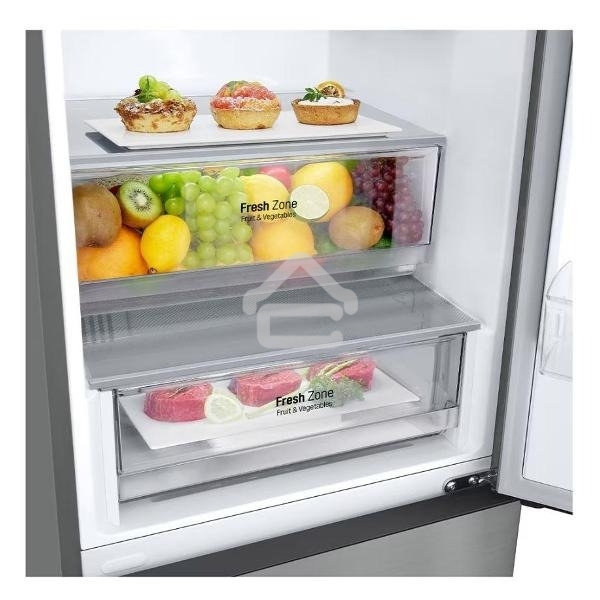 Холодильник LG GC-B459ANMW серебристый двухкамерный 234/110л морозилка снизу, No Frost