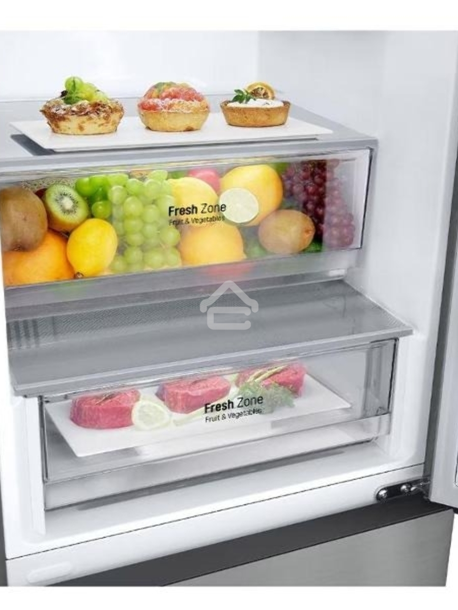 Холодильник LG GC-B459ANMW серебристый двухкамерный 234/110л морозилка снизу