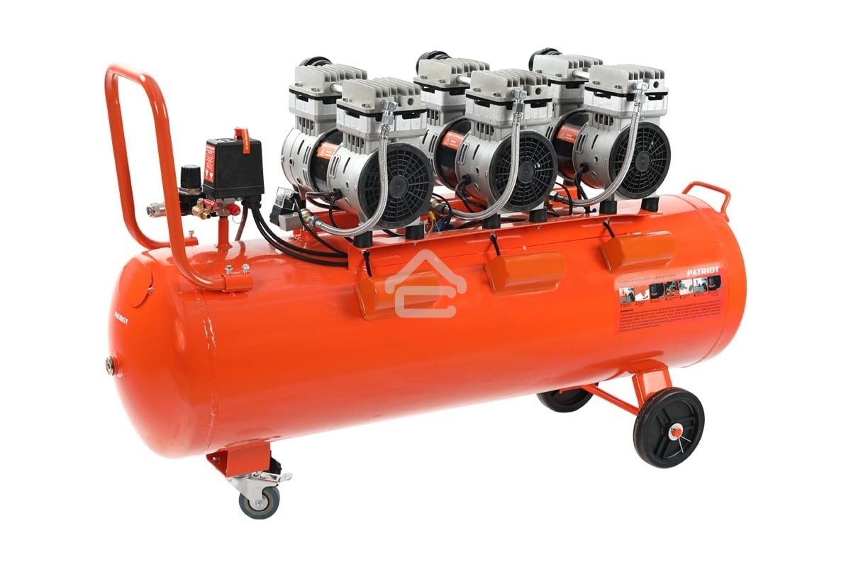 Компрессор Patriot поршневой безмасляный WO 100-440, 440 л/мин, 8 бар, 2500 Вт, 100 л, быстросъем и 