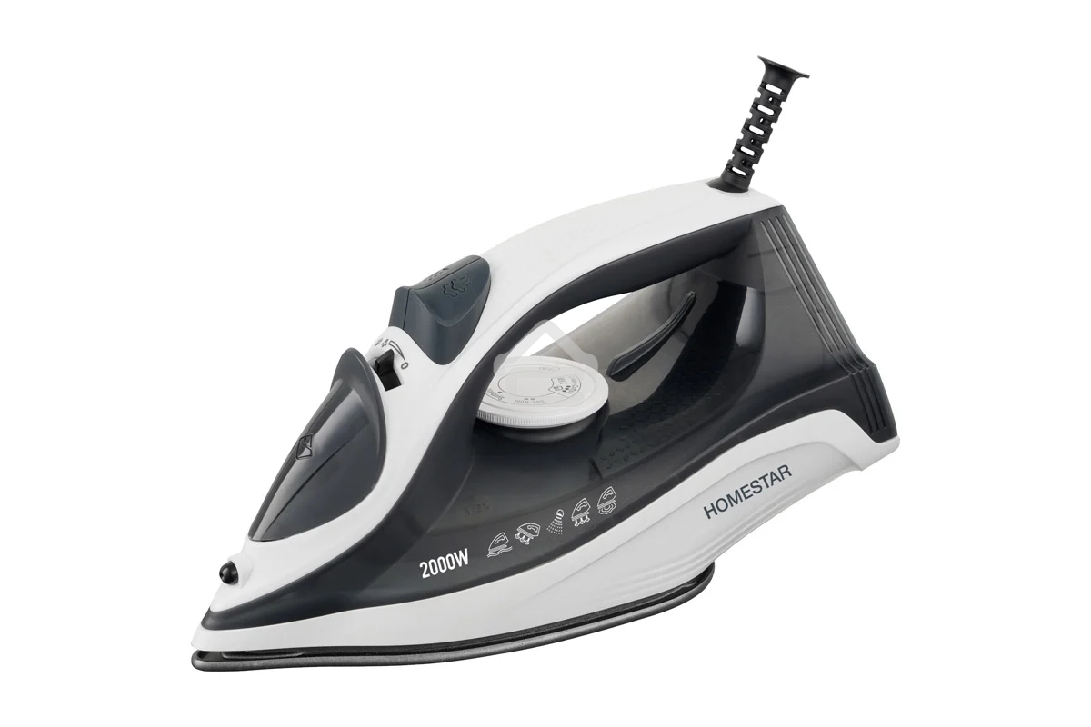 Утюг HOMESTAR HS-4009 бело-черный, 2000 Вт, пар, керамическая подошва, антинакипь