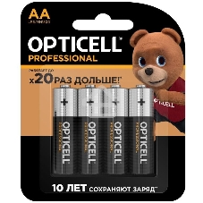 Элемент питания алкалиновый AA/LR6 (блист. 4шт) Professional Opticell 5052001