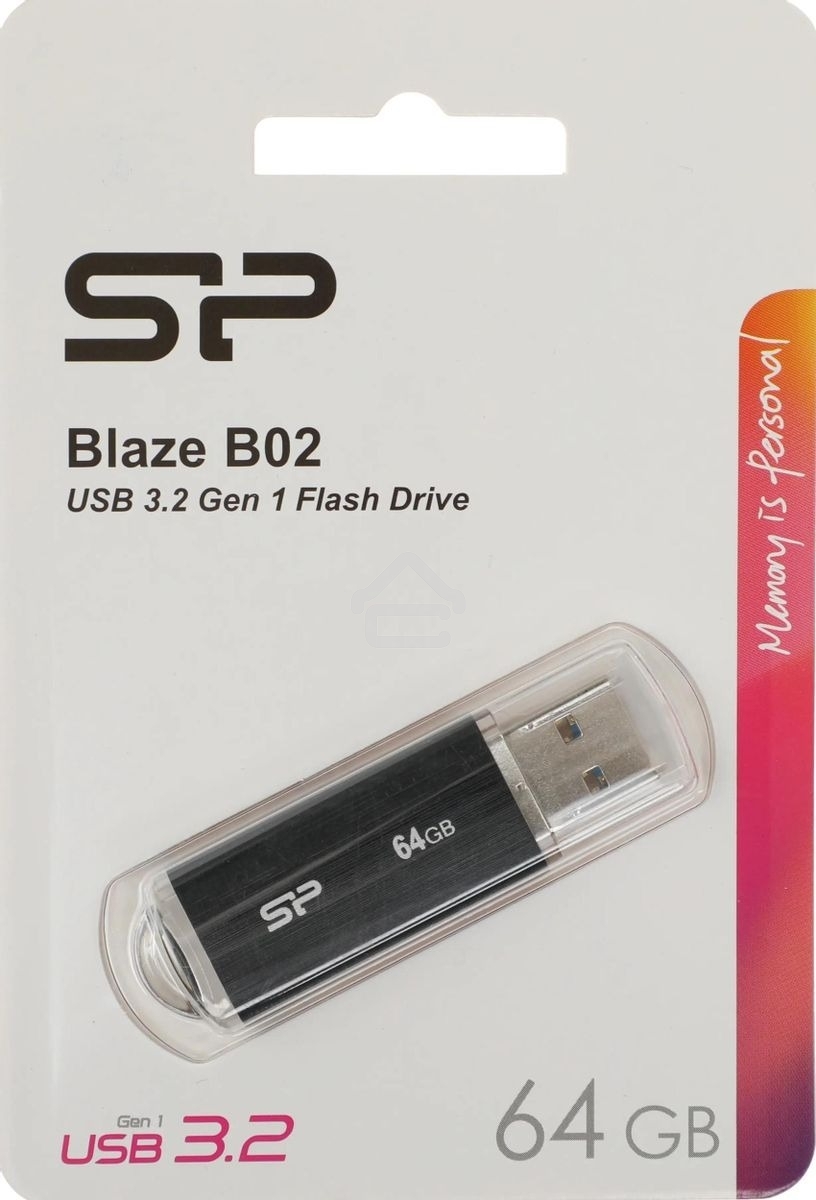 Флешка USB R/W R/W 64GB USB Drive <USB 3.0> Silicon Power Blaze B02 Black (SP064GBUF3B02V1K)