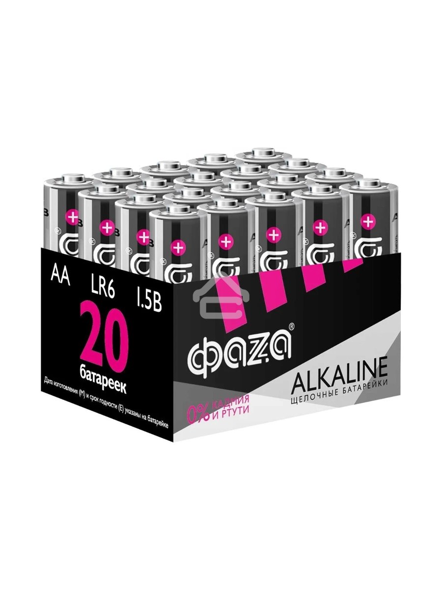 Элемент питания алкалиновый LR6 Alkaline Pack-20 (уп.20шт) ФАZА 5028098, 1.5 В