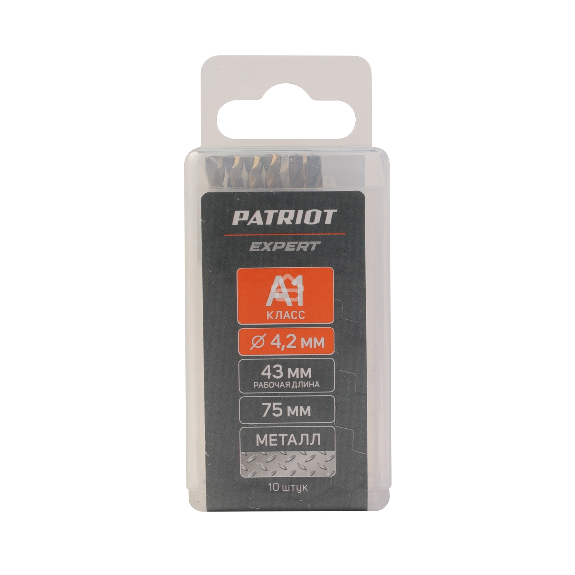 Сверло PATRIOT EXPERT по металлу, Р6М5К5, 4,2 мм, упаковка 10 шт