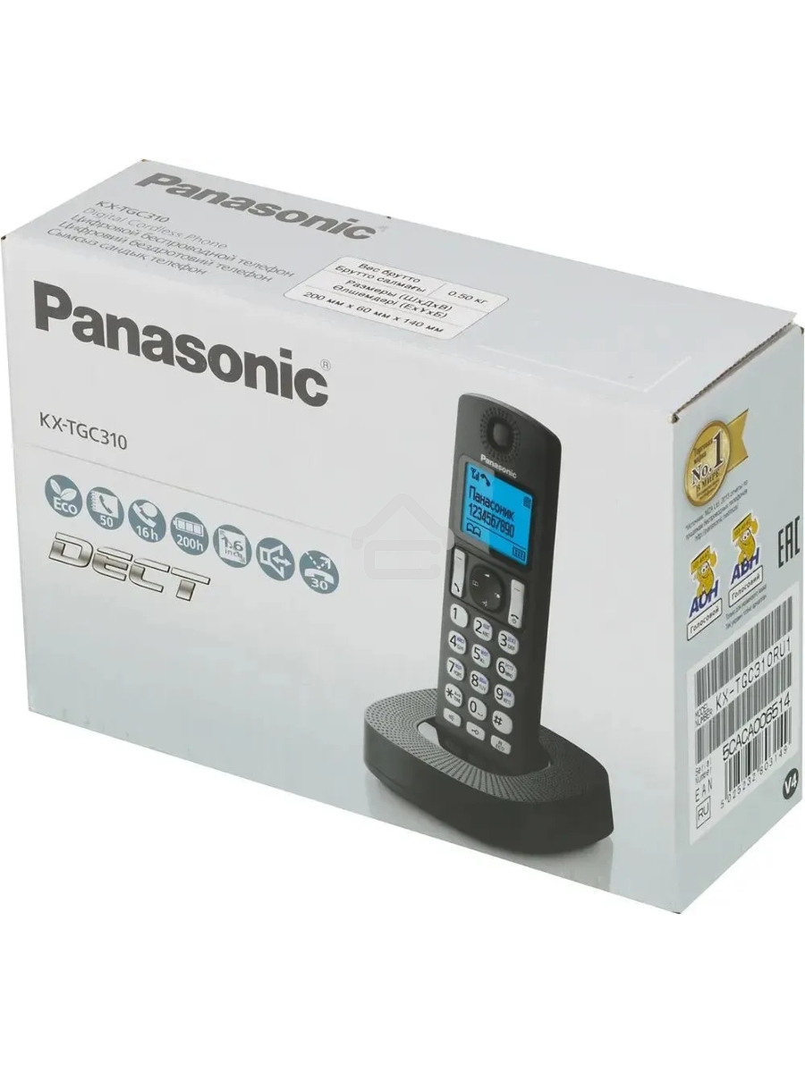 Телефон беспроводной (DECT) Panasonic KX-TGC310RU1 черный АОН