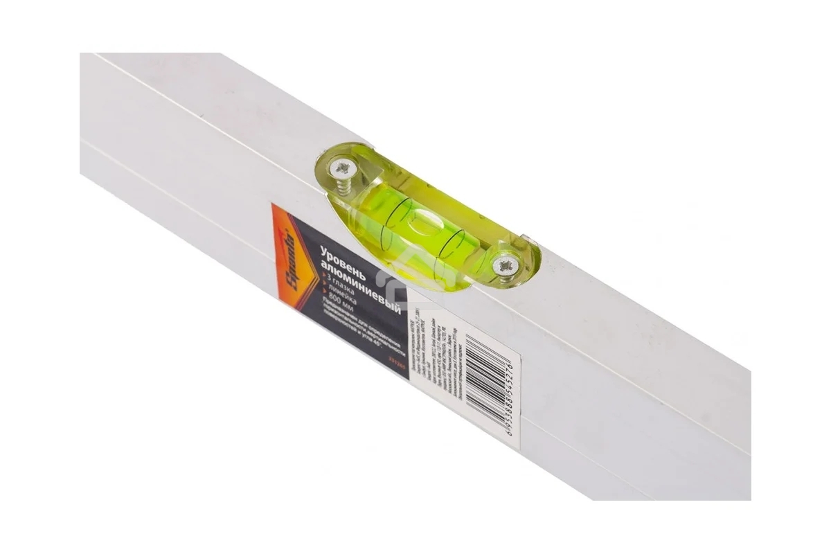 Уровень алюминиевый Sparta 800 мм, 3 глазка, линейка