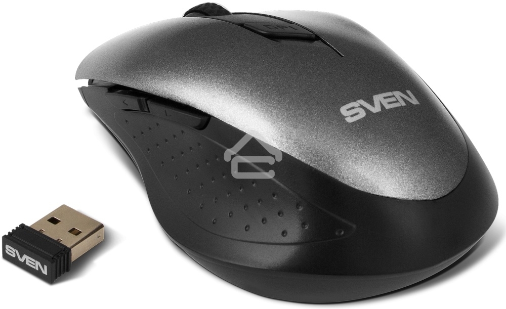 Мышь беспроводная SVEN RX-425W серый, 1600 dpi, радиоканал, USB, кнопки - 6