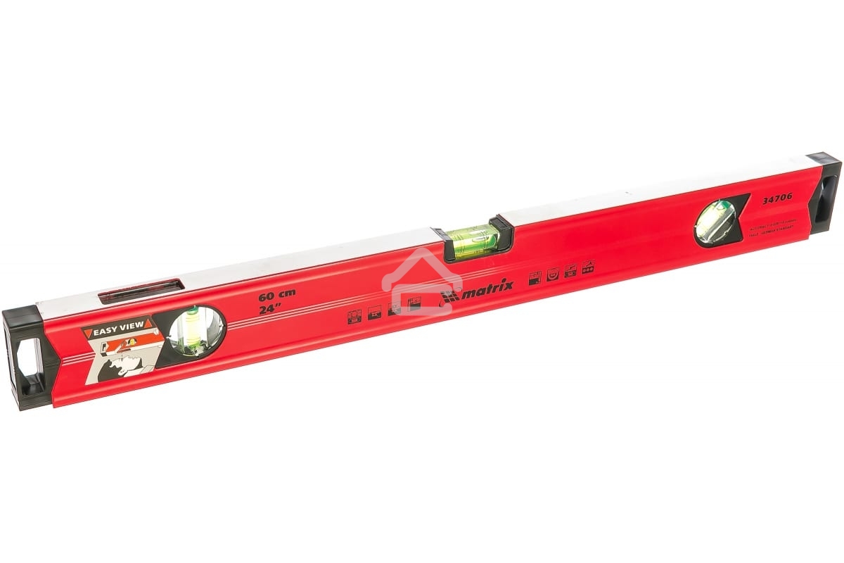 Уровень Matrix алюминиевый, 600 мм, фрезерованный, 3 глазка (1 зеркальный), усиленный