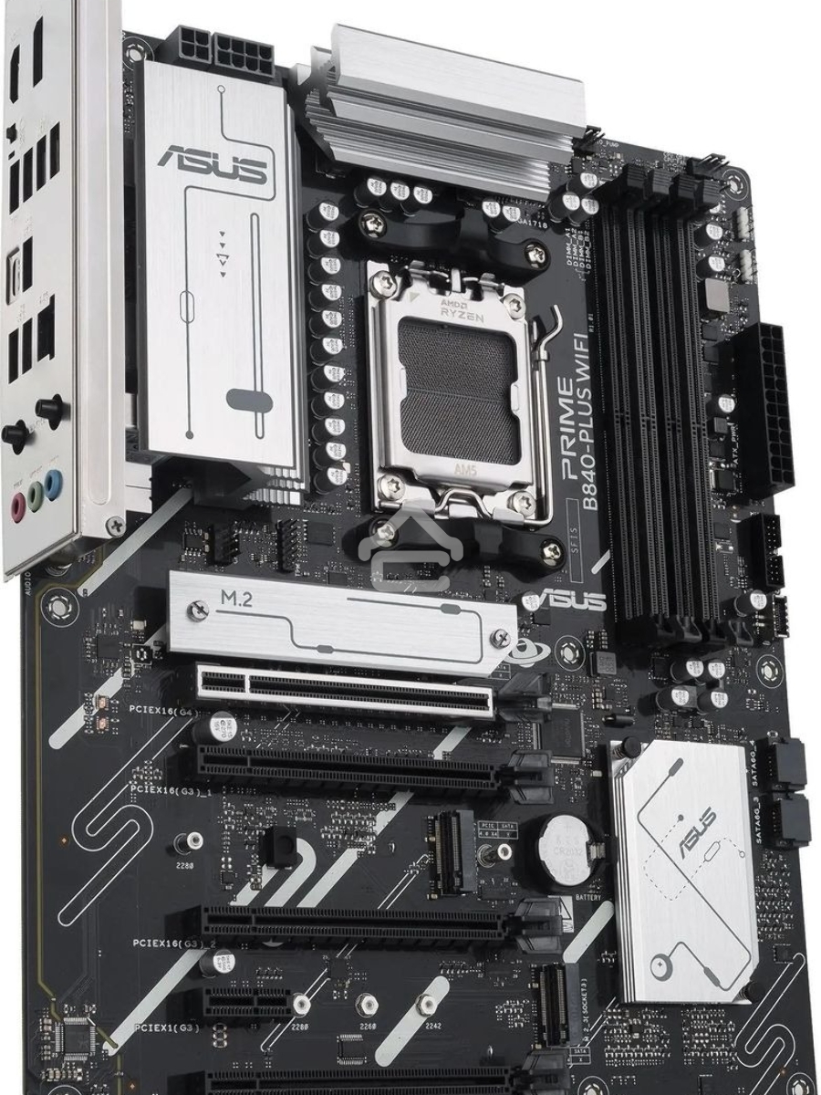 Материнская плата ASUS PRIME B840-PLUS WIFI, AM5, AMD B840, 4xDDR5, 4xSATA, 3xM.2, 1xPCIe 4.0 x16, 1xPCIe 3.0 x16, 2xPCIe 3.0 x16, 1xPCIe 3.0 x1, 1xDP, 1xHDMI, 1x 2.5Gb LAN, 8xUSB-A, 3x3.5 мм, 7.1, ATX