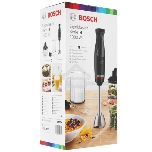 Блендер погружной Bosch MSM4B621, 1000Вт, черный