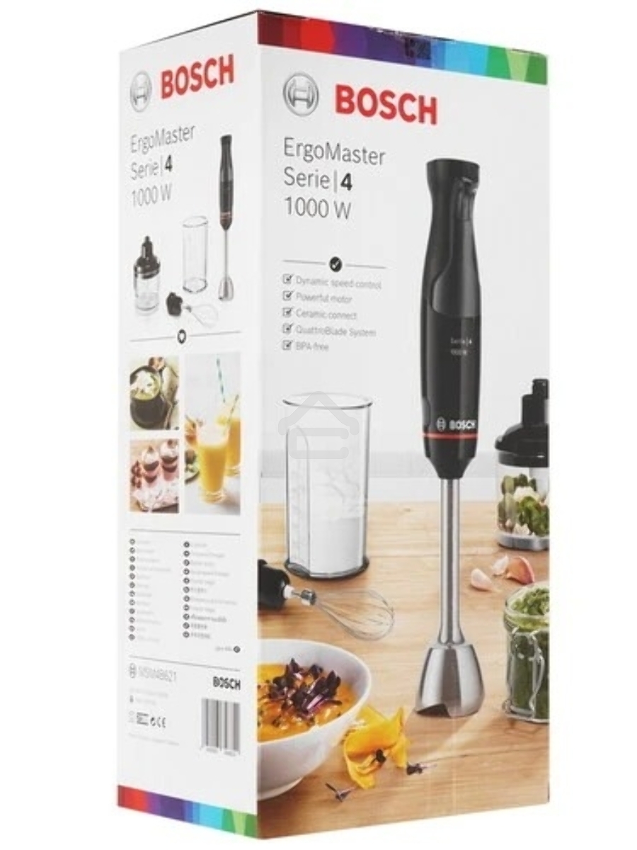 Блендер погружной Bosch MSM4B621, 1000Вт, черный