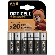 Элемент питания алкалиновый AA/LR6 (блист. 6шт) Professional Opticell 5052003