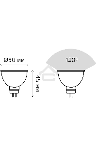 Лампа светодиодная Gauss 101505209 9Вт цок.:GU5.3 рефлек. 150B св.свеч.бел.нейт. MR16 (упак.:10шт)