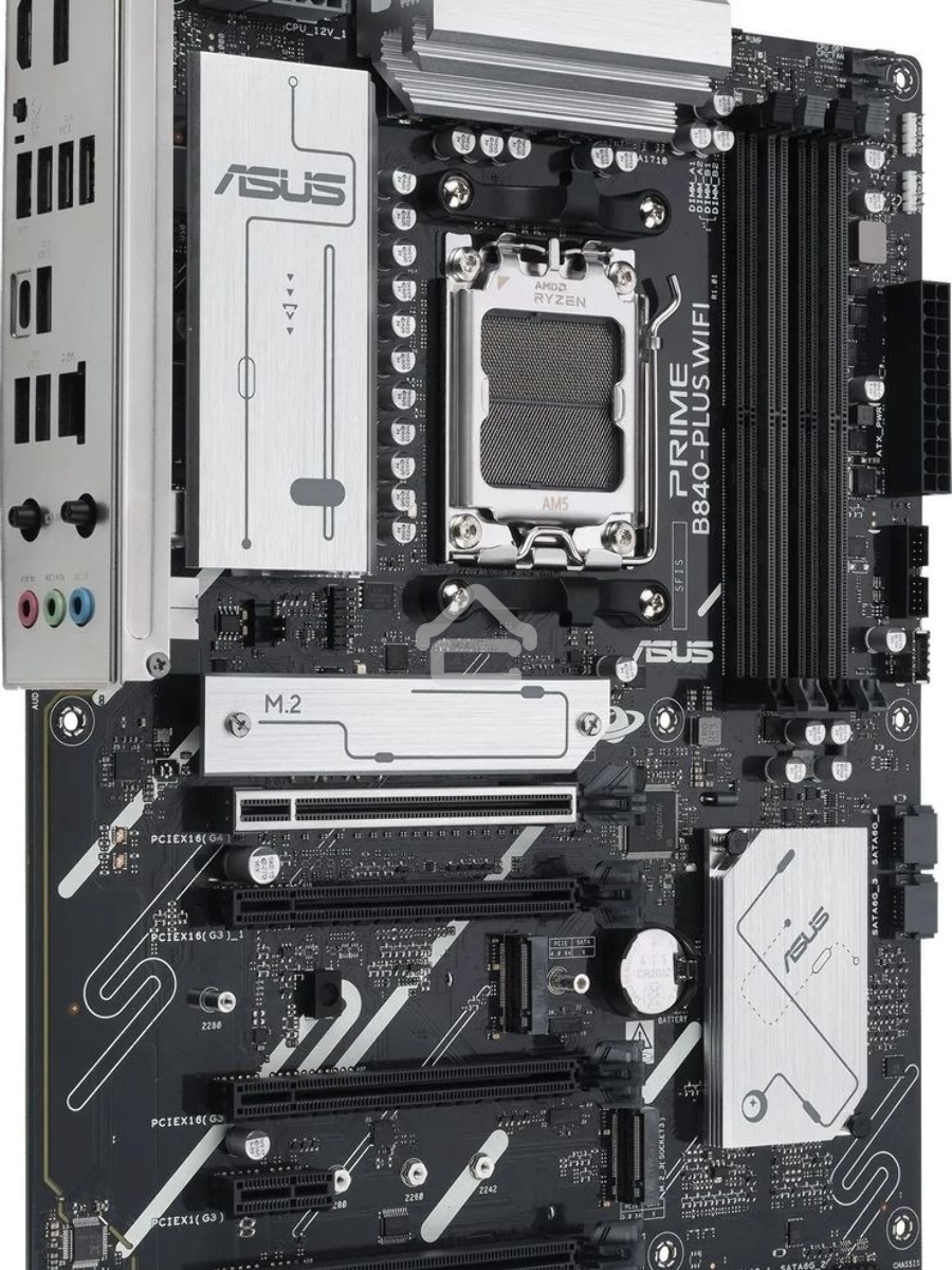 Материнская плата ASUS PRIME B840-PLUS WIFI, AM5, AMD B840, 4xDDR5, 4xSATA, 3xM.2, 1xPCIe 4.0 x16, 1xPCIe 3.0 x16, 2xPCIe 3.0 x16, 1xPCIe 3.0 x1, 1xDP, 1xHDMI, 1x 2.5Gb LAN, 8xUSB-A, 3x3.5 мм, 7.1, ATX