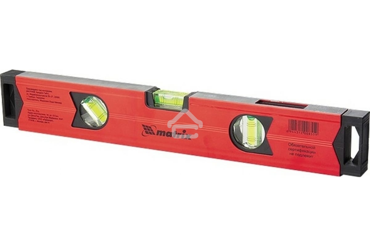 Уровень Matrix алюминиевый магнитный, 1200 мм, фрезерованный, 3 глазка, усиленный