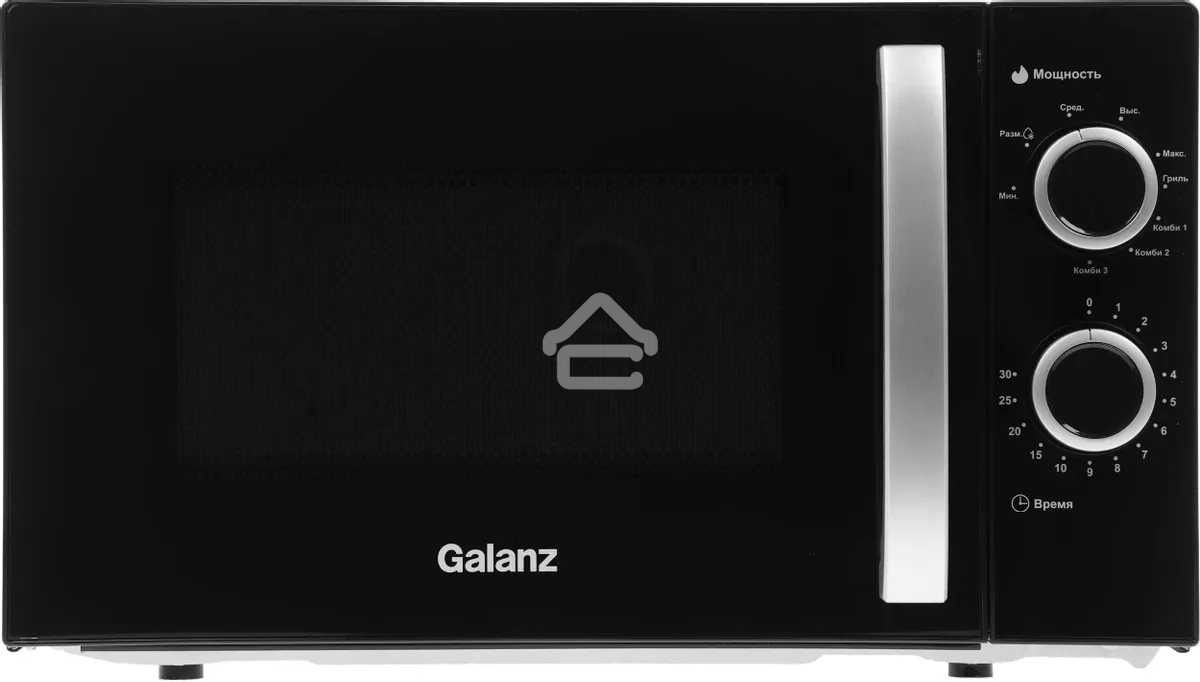 Микроволновая печь Galanz MOG-2009MB черный, 20 л, 700 Вт, переключатели - поворотный механизм