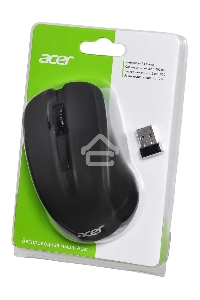 Мышь беспроводная Acer OMR010 черный, 1200 dpi, радиоканал, USB, кнопки - 3