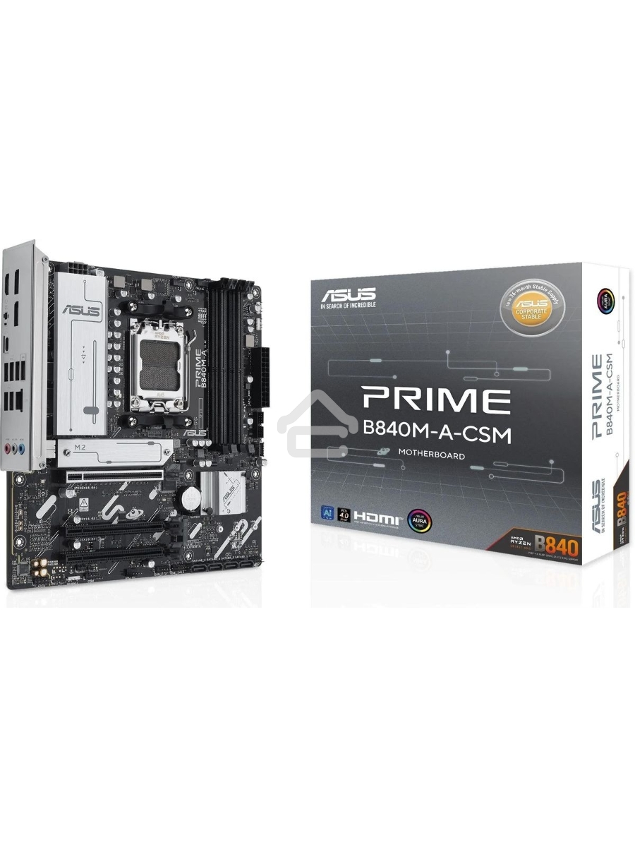 Материнская плата ASUS PRIME B840M-A-CSM, AM5, AMD B840, 4xDDR5, 4xSATA, 3xM.2, 1xPCI-E 4.0 x16, 2xPCI-E 3.0 x16, 1xRealtek 2.5Gb LAN, 2xUSB-A 10Gbps, 1xUSB-C 5Gbps, 4xUSB-A 2.0, 3x3.5 мм, 7.1, micro-ATX