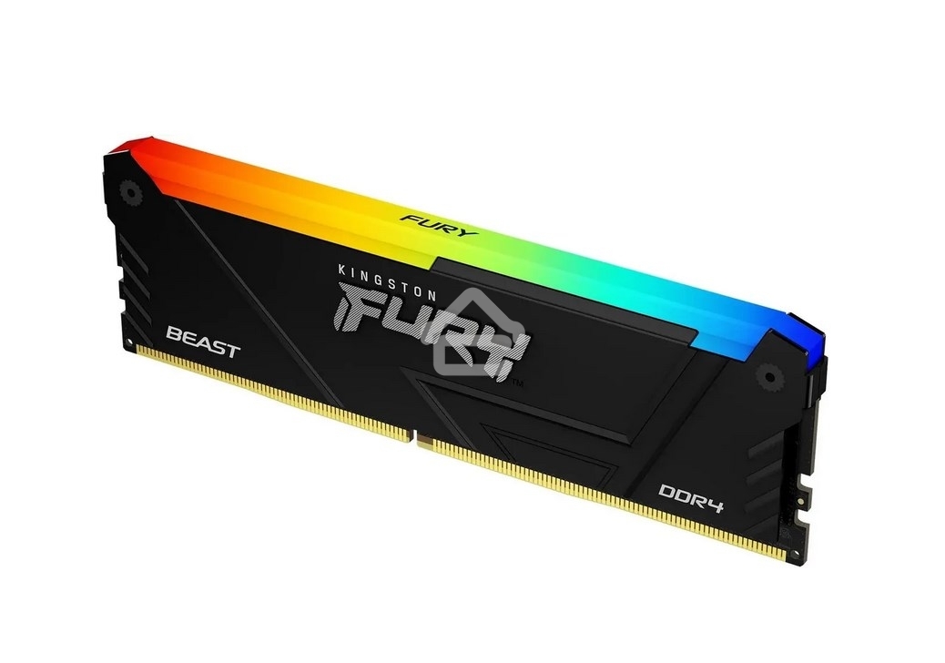 Оперативная память Kingston Fury Beast, DDR4, 16GB (1x16GB), 3200MHz, CL16, DIMM, радиатор, RGB, черный
