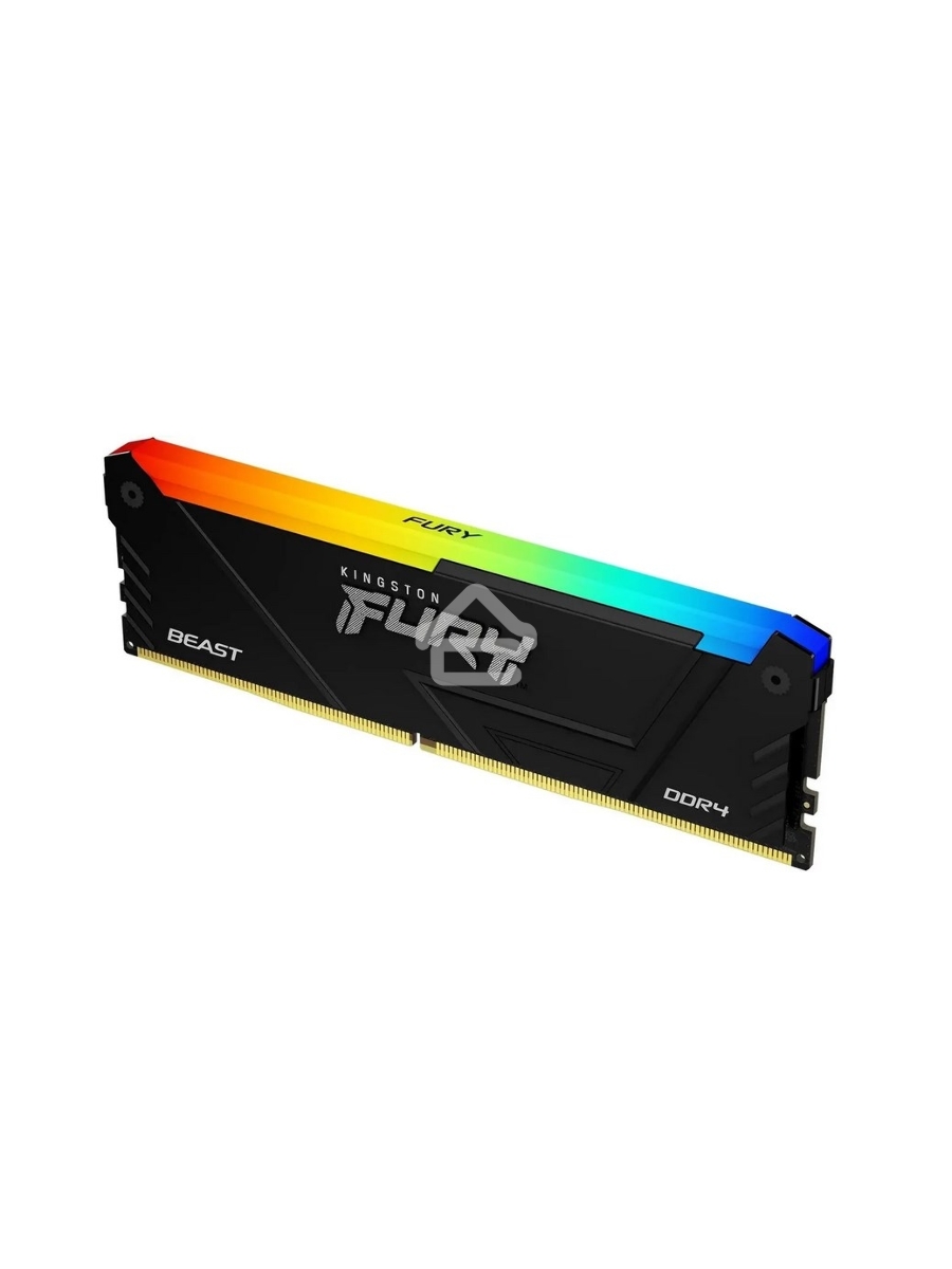 Оперативная память Kingston Fury Beast, DDR4, 16GB (1x16GB), 3200MHz, CL16, DIMM, радиатор, RGB, чёрный