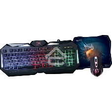 Игровой комплект Qumo Spirit Of Wisdom, клавиатура мышь проводная, оптическая коврик