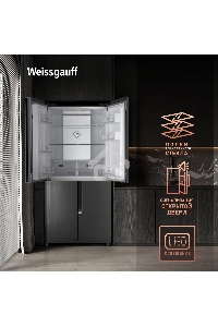 Холодильник Weissgauff WCD 450 INOX GLASS нержавеющая сталь трехкамерный side-by-side 286/141л морозилка снизу