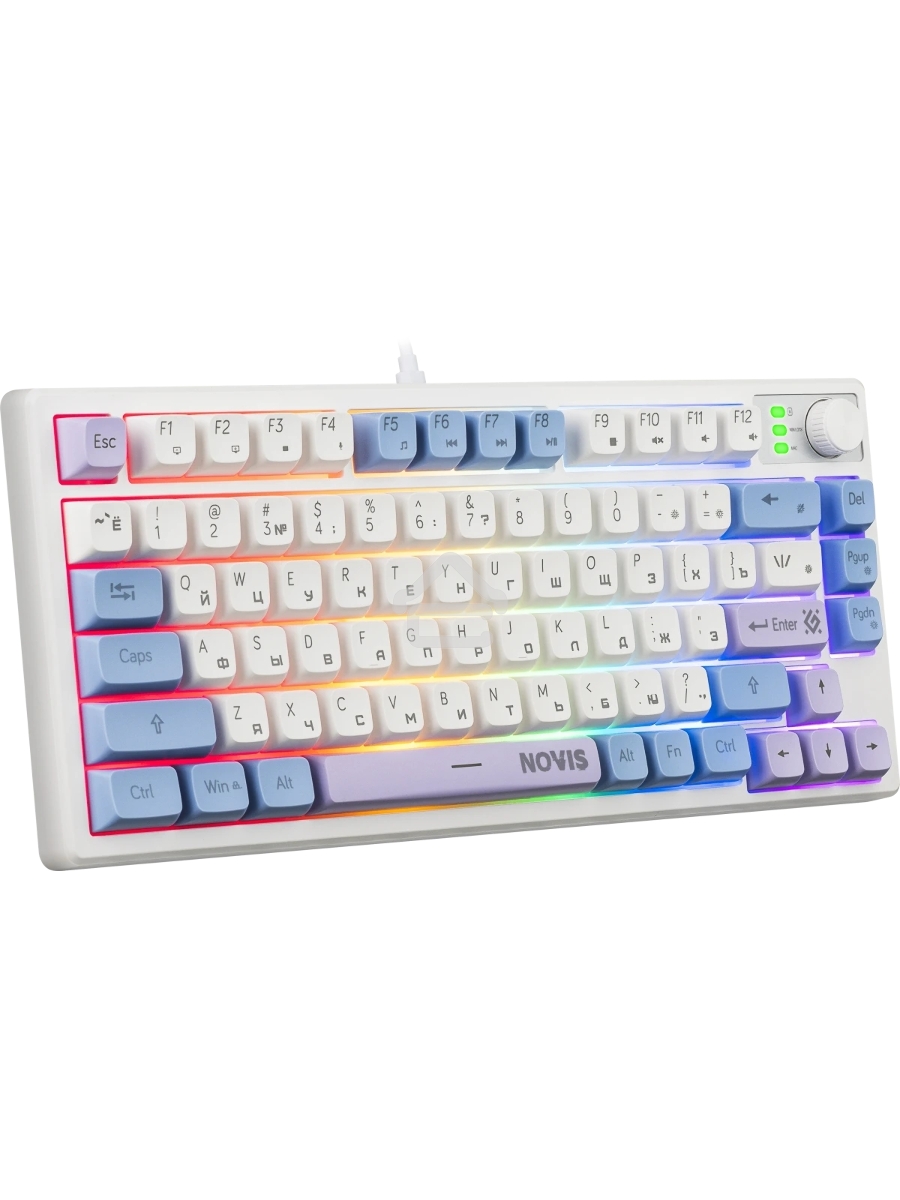 Игровая клавиатура проводная Defender Novis GK-318 RU,бел/гол,80кн+FN,радуж,1.5м