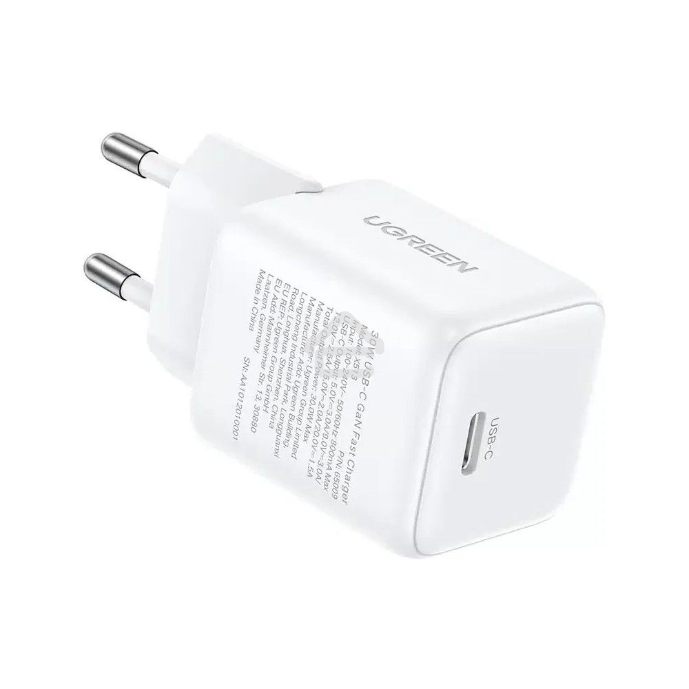 Сетевое зарядное устройство UGREEN X513 (65013) 30W USB-C GaN Fast Charger с кабелем USB-C-USB-C. Длина: 1м. белый