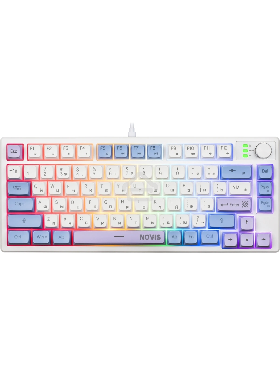 Игровая клавиатура проводная Defender Novis GK-318 RU,бел/гол,80кн+FN,радуж,1.5м