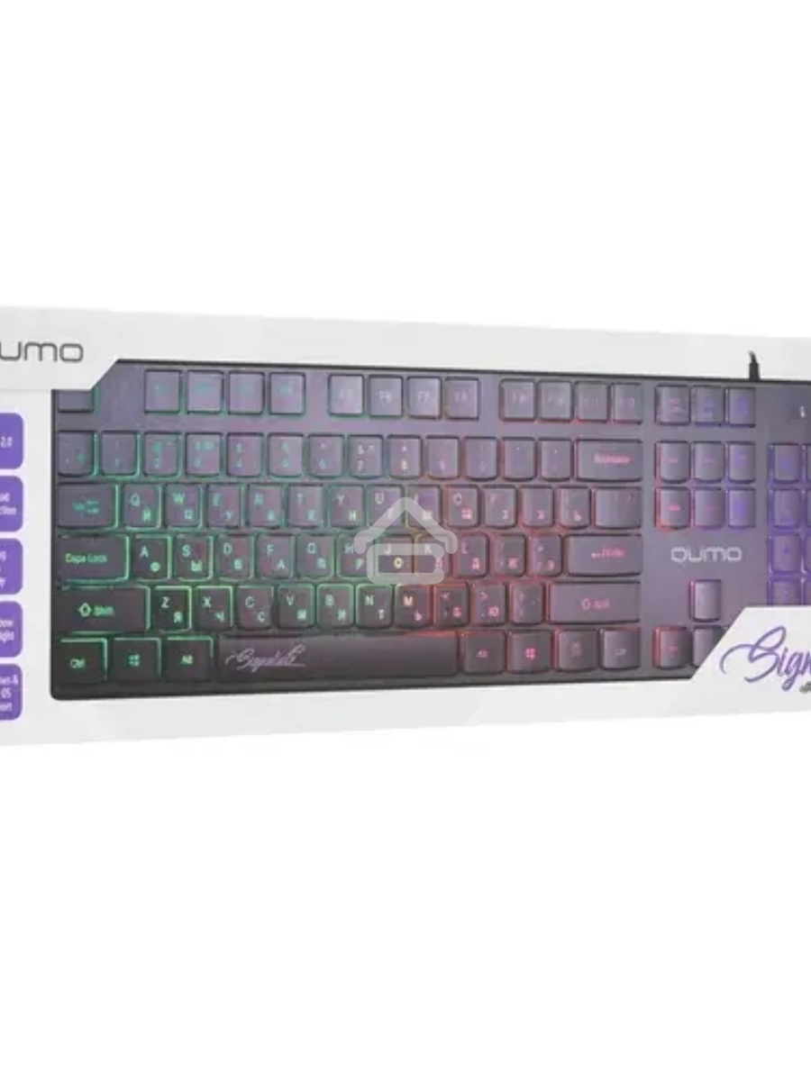 Клавиатура офисная Qumo Signature К69, проводная, 104, низкий ход клавиш, радужная подсветка