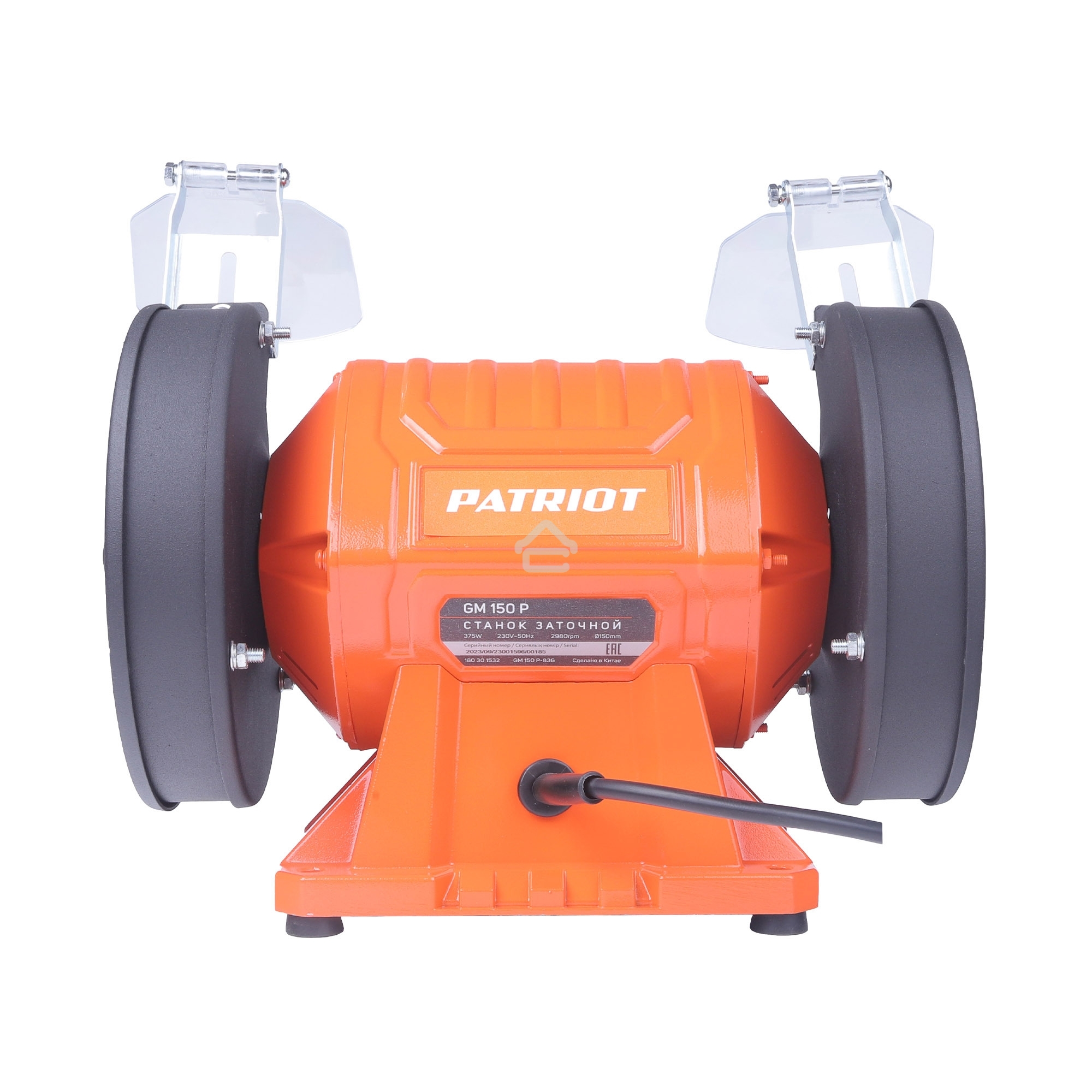 Станок заточной PATRIOT Expert GM 150 P, 375Вт, 2980об/мин, 150мм диск, A36/A60 зерн, посадочный 12.7мм, асинхронный, адаптер на круги 32 мм