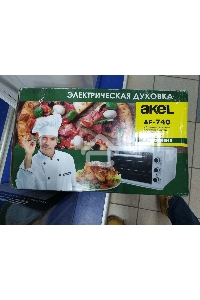 (Повреждённый товар, Корпус жарочного шкафа сильно замят в круг, рабочий) Жарочный шкаф AKEL AF-740 черный 36 л, терморег., таймер, гриль, ТЭН повышенной мощности