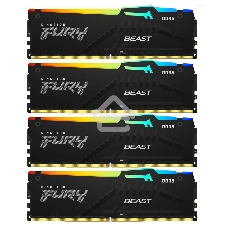Оперативная память Kingston Fury Beast, DDR5, 128Gb (4x32 GB), 5200 MHz, CL40, DIMM, с радиатором, RGB, черный