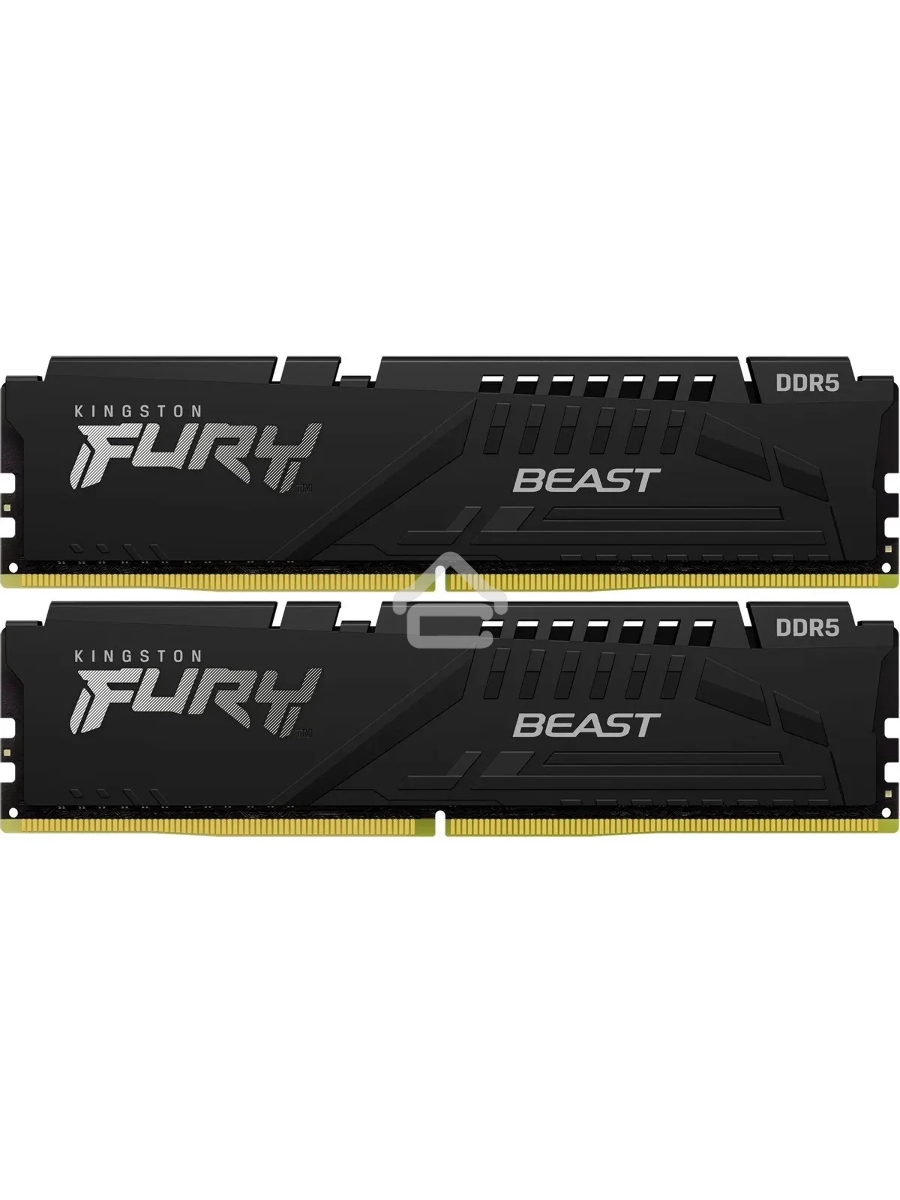 Оперативная память Kingston Fury Beast, DDR5, 32GB (2x16GB), 5200MHz, CL36, DIMM, радиатор, чёрный