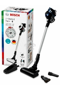 Пылесос вертикальный Bosch Unlimited BCS611P4A POWER FOR ALL 18V синий/черный, питание от аккумулятора, уборка сухая, работа от АКБ max 30 мин