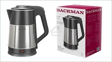Чайник электрический BACKMAN BM-TEA 727 2,3 л, 2200 Вт, серебристый/черный