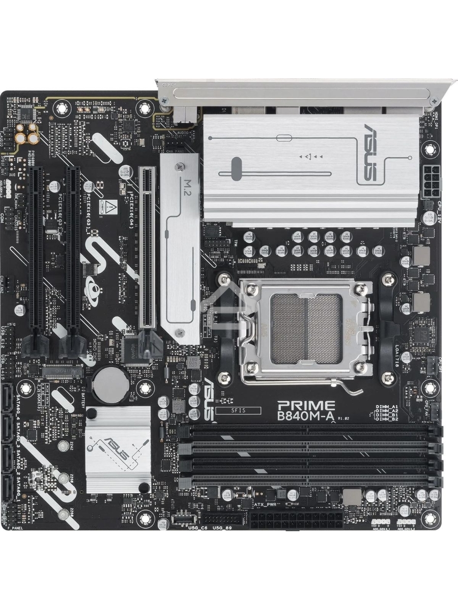 Материнская плата ASUS PRIME B840M-A-CSM, AM5, AMD B840, 4xDDR5, 4xSATA, 3xM.2, 1xPCI-E 4.0 x16, 2xPCI-E 3.0 x16, 1xRealtek 2.5Gb LAN, 2xUSB-A 10Gbps, 1xUSB-C 5Gbps, 4xUSB-A 2.0, 3x3.5 мм, 7.1, micro-ATX
