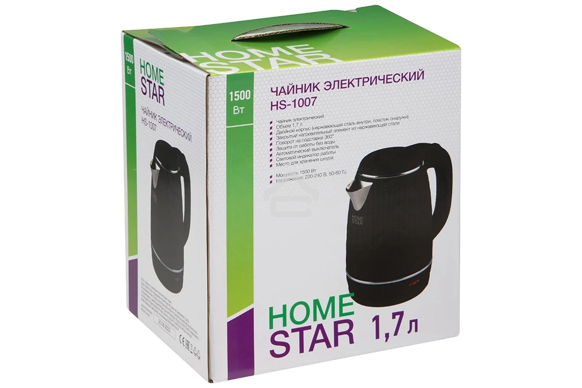 Чайник электрический HOMESTAR HS-1007 черный (107008)