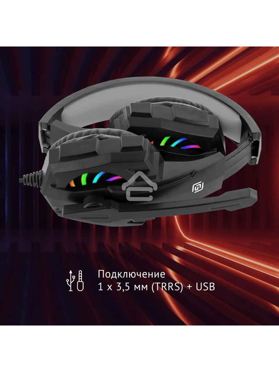 Наушники с микрофоном Оклик HS-L355G черный 1.8м мониторные оголовье (1939807)